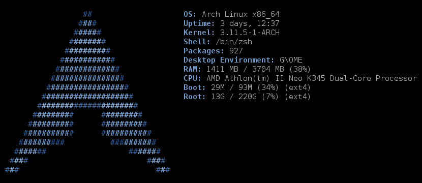 Arch Linux System Information tool ALSI